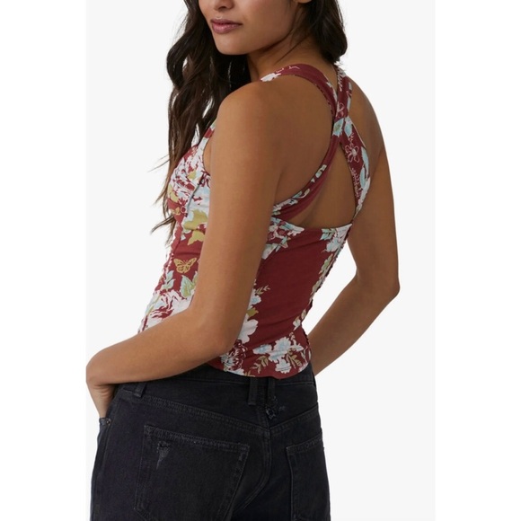 Free People Ginger Snap Top Ruched Crisscross Wide Wide Straps Size XL - Picture 3 of 14